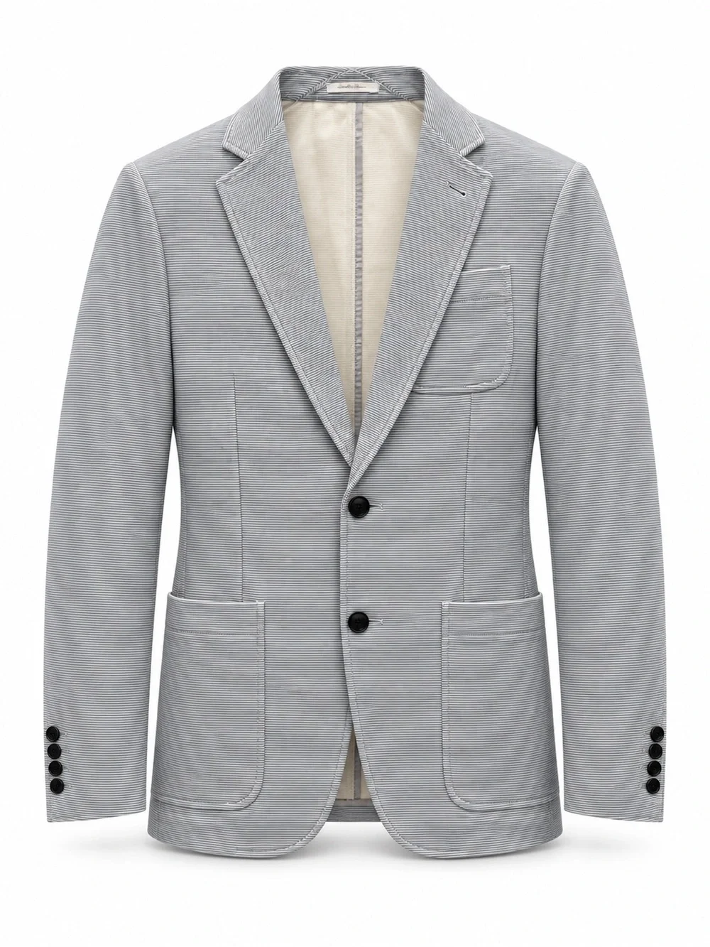 Giorgio Armani Light Gray Striped Cotton Blazer